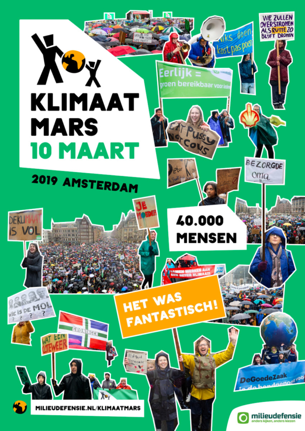 Klimaatmars poster 40000 mensen op straat